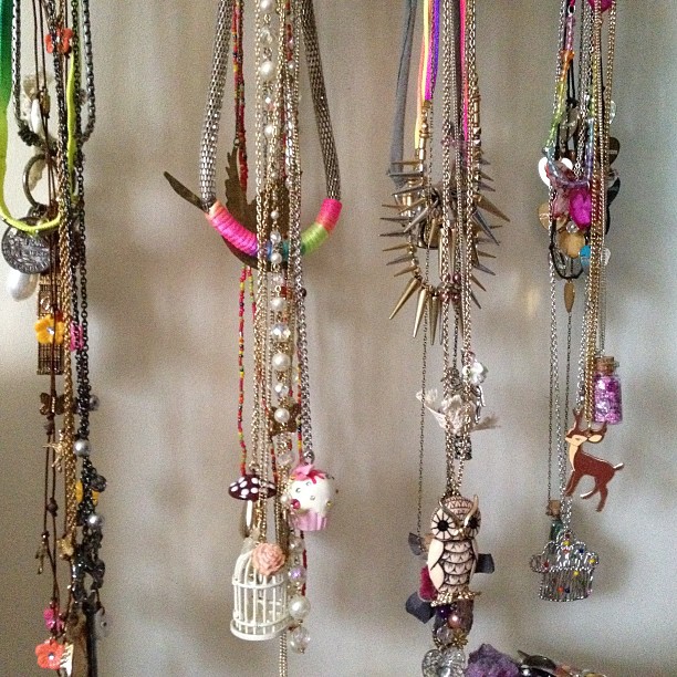 Some of my necklaces hanging up. 