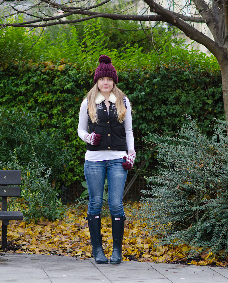 lorna-burford-navy-gilet-hunter-gloss-wellies