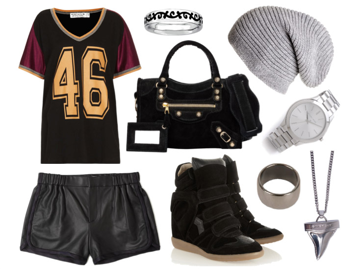 spring-outfit-raindrops-of-sapphire-leather-shorts-isabel-marant-bekket-basketball-tee