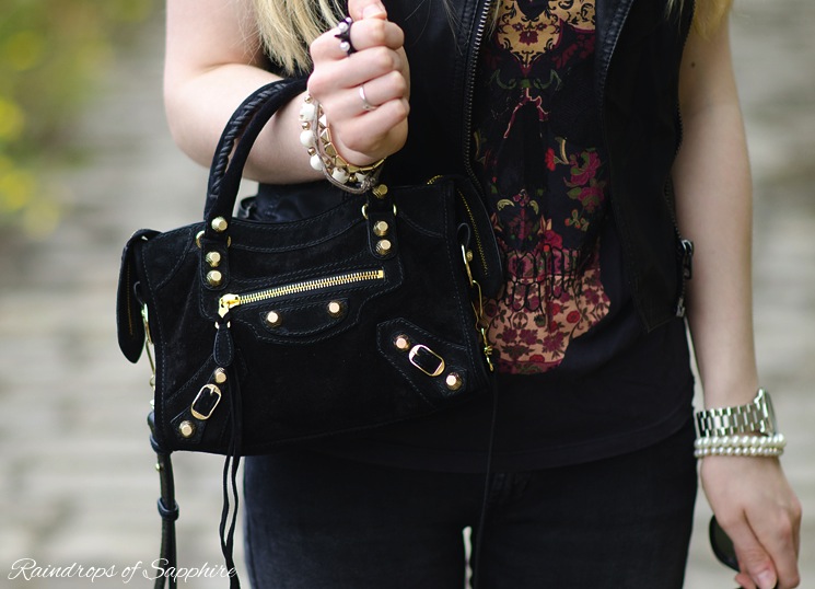 balenciaga-mini-city-black-suede-bag