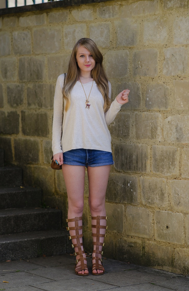 vintage-denim-shorts-with-gladiator-sandals