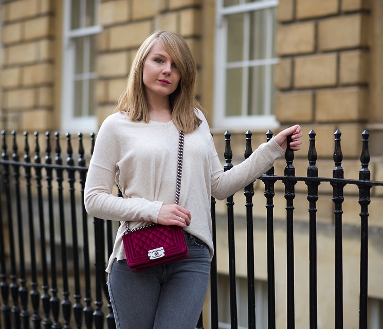 chanel-velvet-small-boy-bordeaux-bag-worn